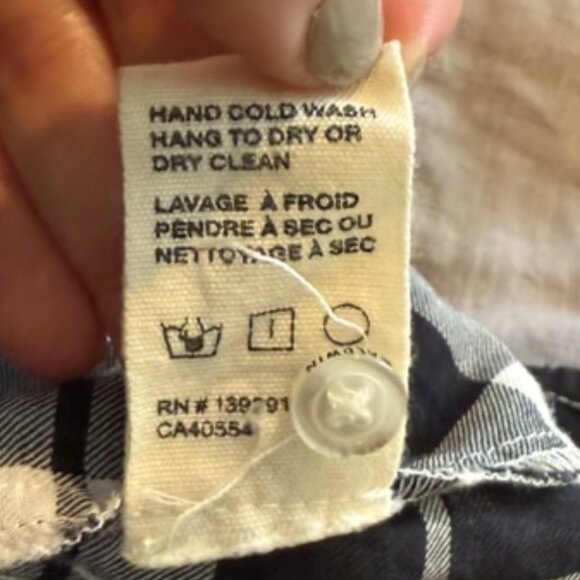 Baldwin Kansas City Black & White Flannel Button Down Dress with Pockets Size: L - Picture 2 of 5